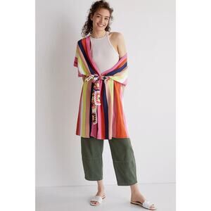 Anthropologie Belted Striped Kimono Cardigan Sweater